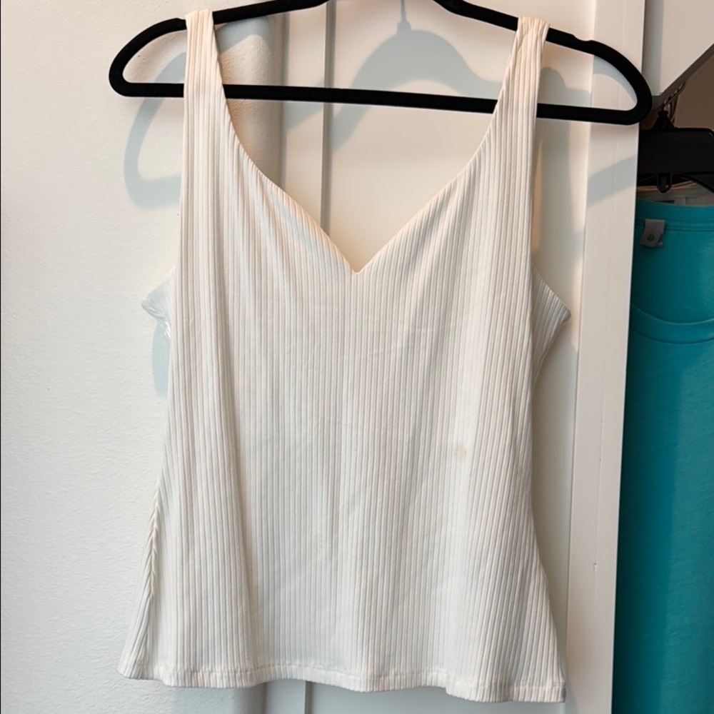 H&M White Ribbed Sleeveless Camisole